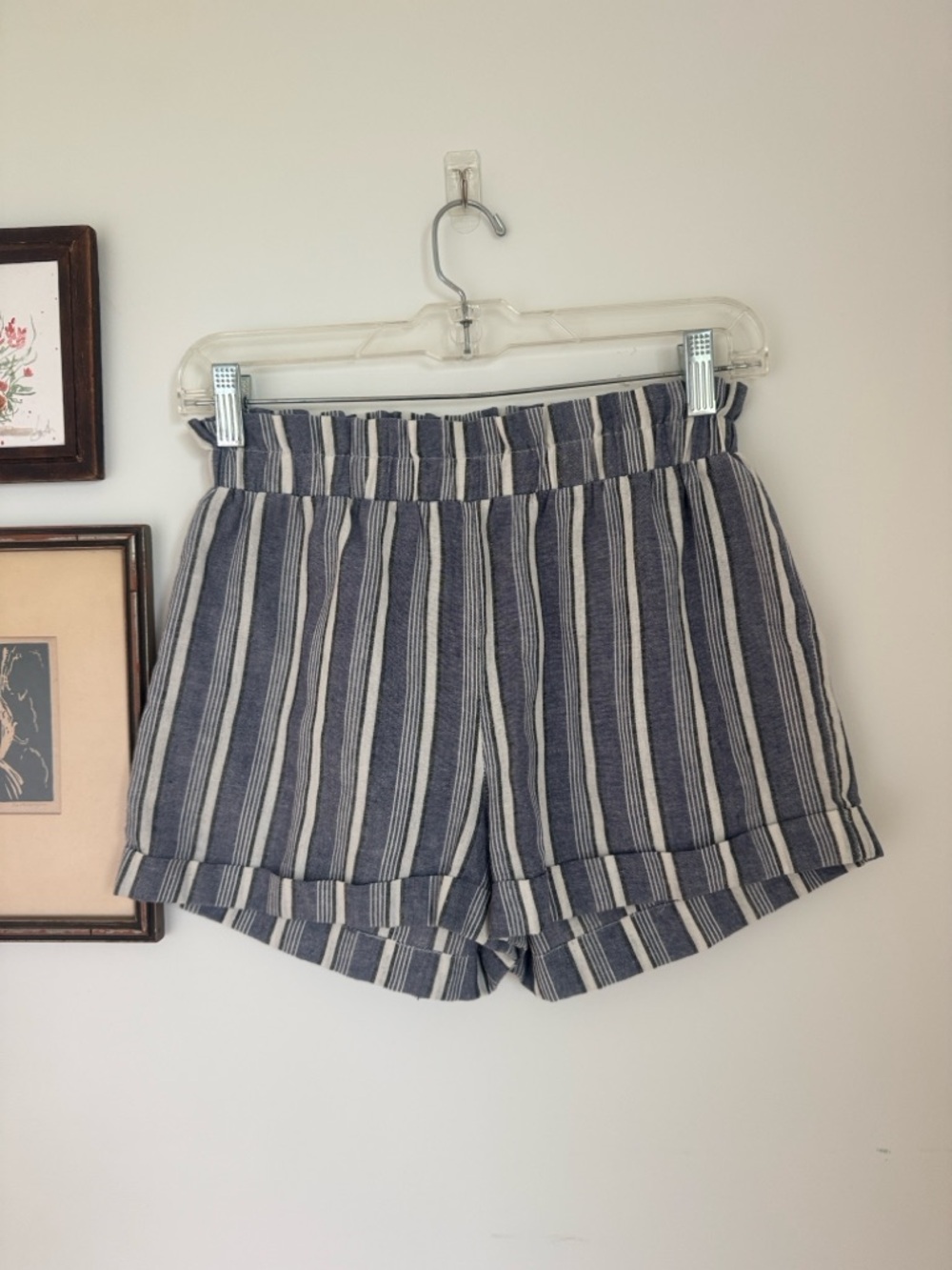 LA Hearts High-Waist Striped Women’s Shorts - Navy and White Cute waist